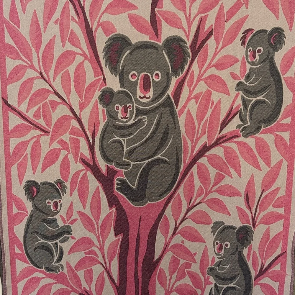 KOALA Heirloom Collection Pink + Gray Hand Crafted Loom Weave New Original 84”